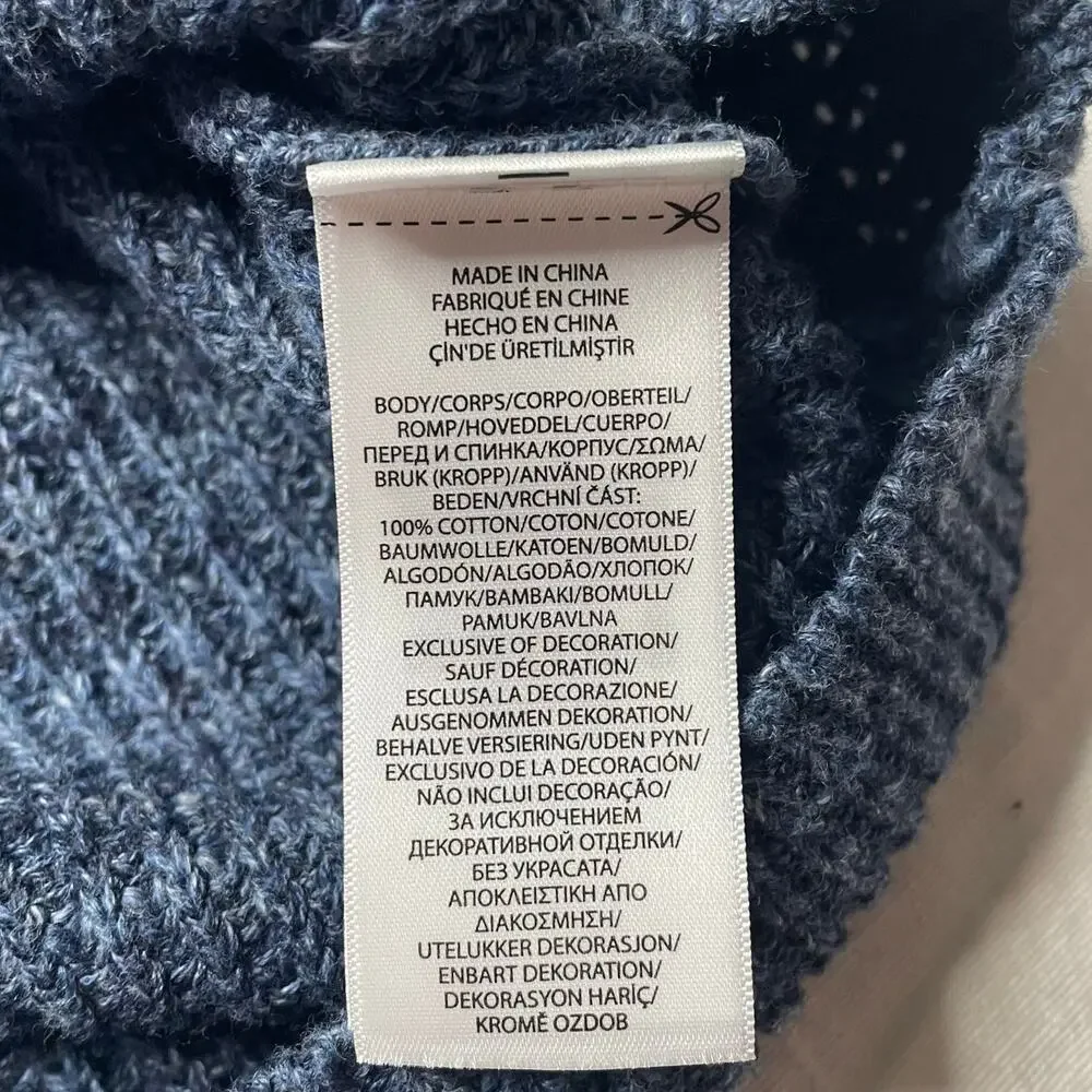 Polo Ralph Lauren Mock Neck Henley Knit Sweater Blue Sz XL Men's Cotton